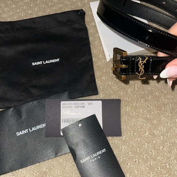 Saint Laurent Vernice patent softy belt- 75cm - Picture 3 of 6